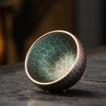 Mingche 'Dunhuang Lotus Realm' Gilded Jian Ware Zen Meditation Tea Cup
